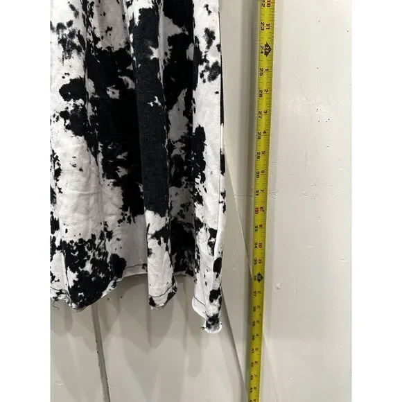 Abound Women's Small Black White Tie Dye Jersey Crew A-Line Mini Shirt Dress - Picture 3 of 5